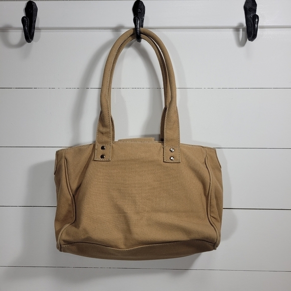 EUC Tommy Hilfiger Tan Canvas Shoulder Bag Women's Purse - Picture 3 of 12